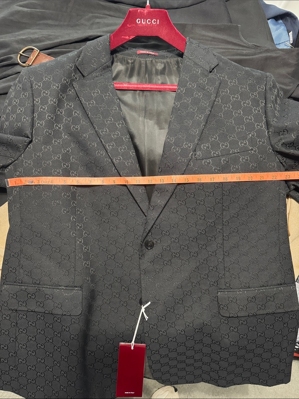 Gucci Black Tonal Monogram Men's Blazer - Picture 13 of 14